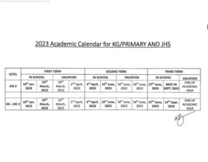 New 2023 GES Academic Calendar for Basic Schools
