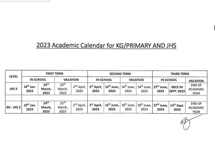 New 2023 GES Academic Calendar for Basic Schools iCreateGH