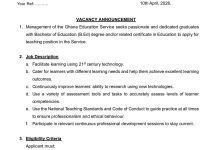 Massive Recruitment of Teachers With Bachelor of Education (B.Ed) Degree